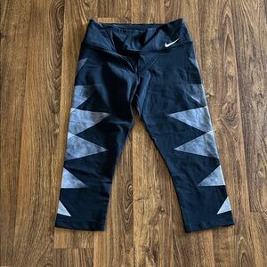 Nike Kids Black and Silver Patterned Leggings